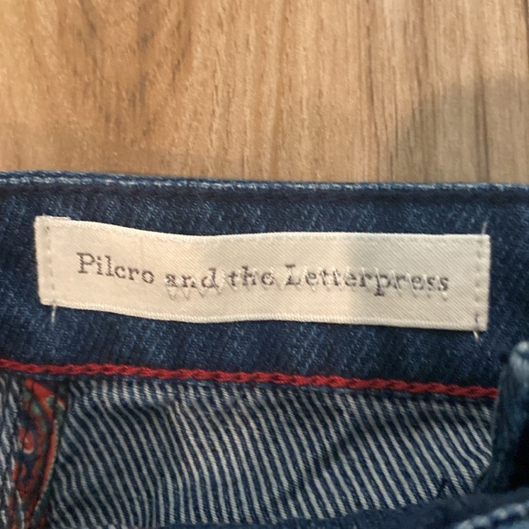 PILCRO AND LETTERPRESS Button Front Denim Skirt Dark Wash SZ 04 EUC - Picture 5 of 8